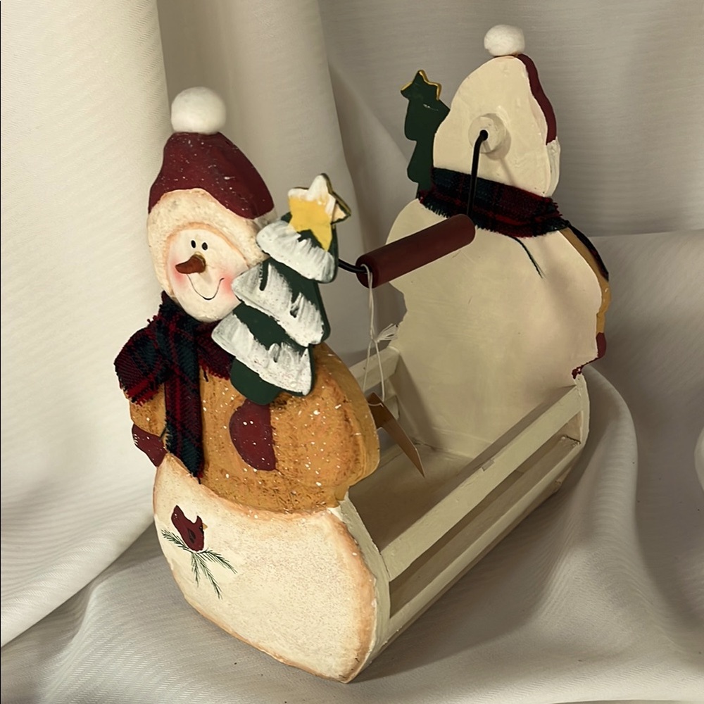 Crazy Mountain Wooden Snowman Basket
